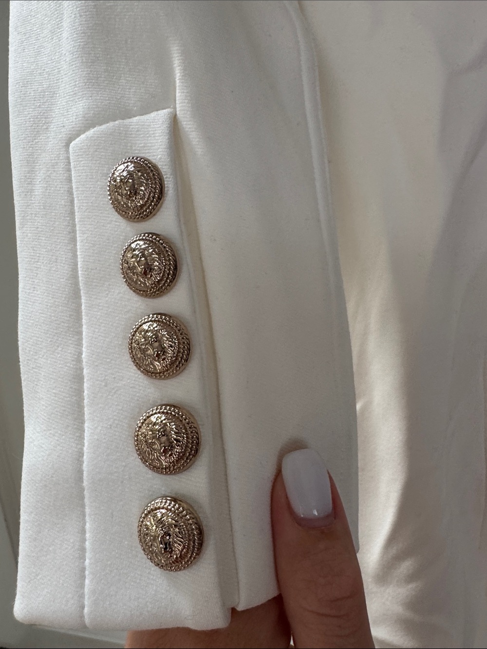 Balmain Cream Military-Style Long Trench Coat dress with Gold Buttons - Picture 4 of 6